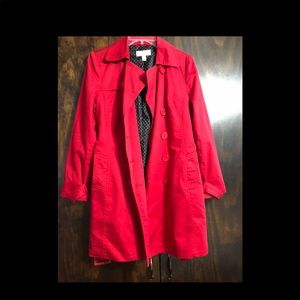 JM Collection - Red Trench Coat - petite